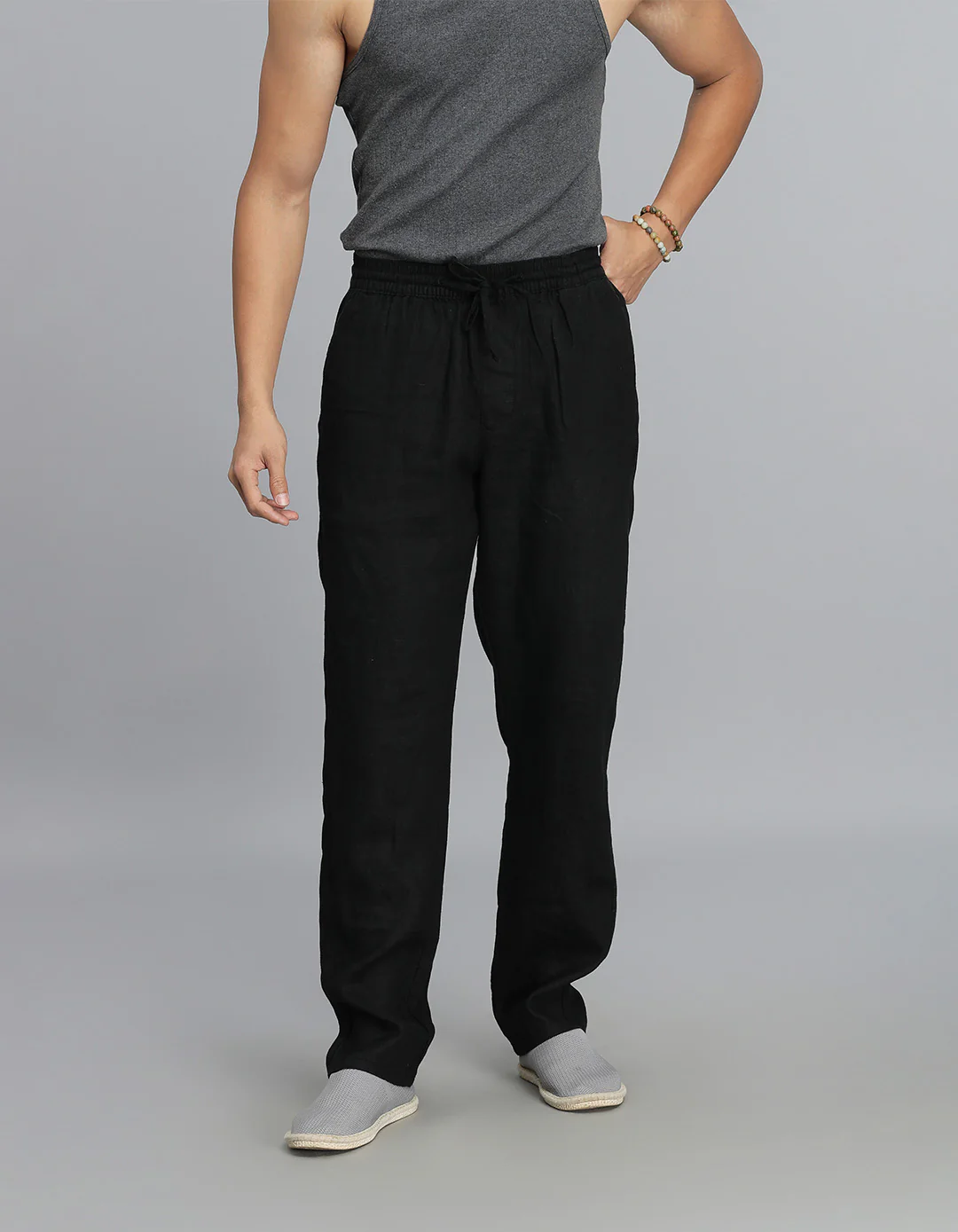 Black 100% Linen Pant