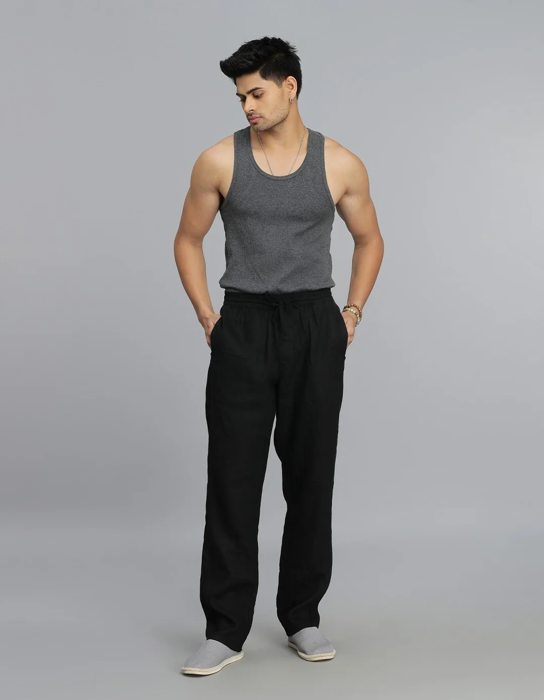 Black 100% Linen Pant - Image 2