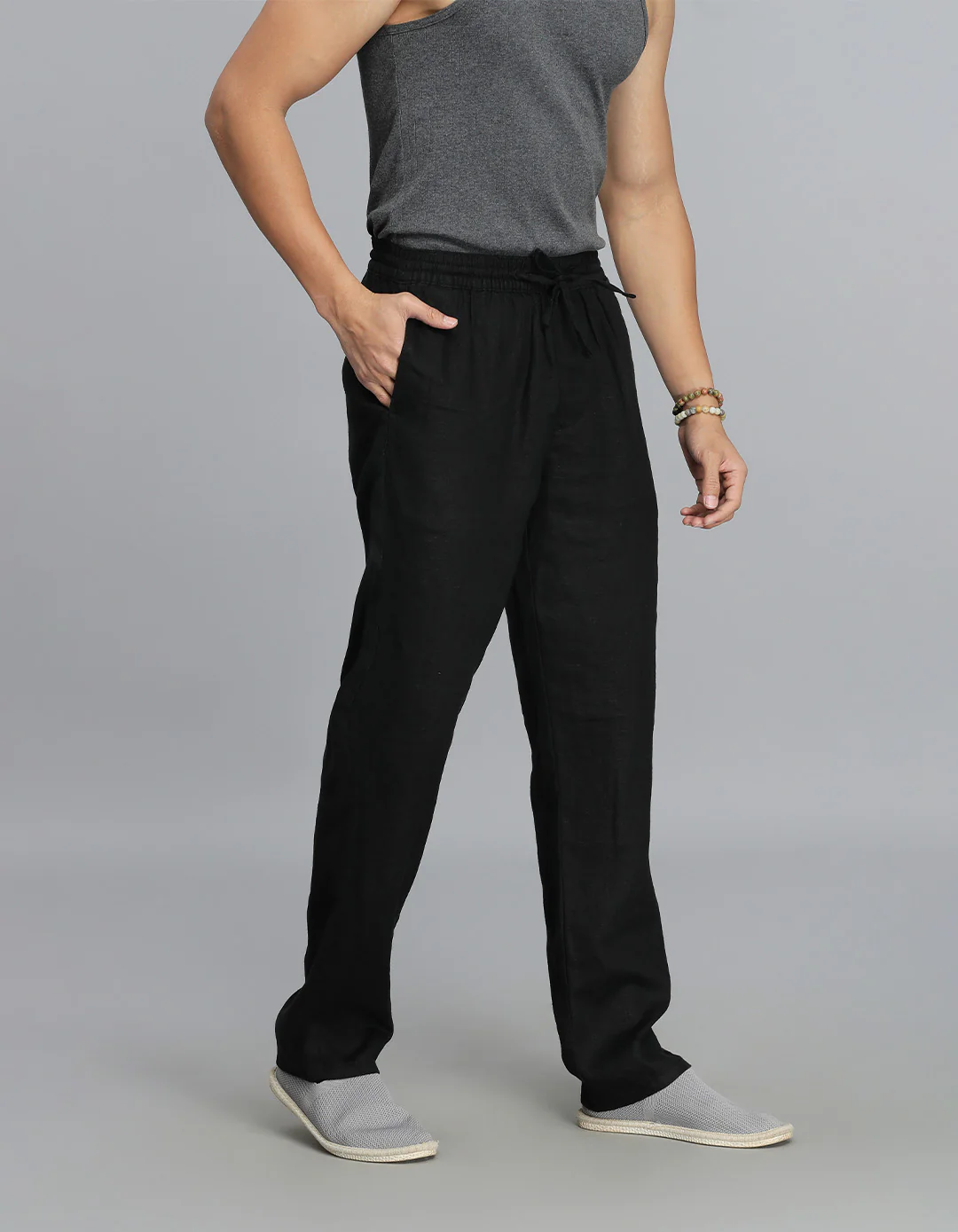 Black 100% Linen Pant - Image 3