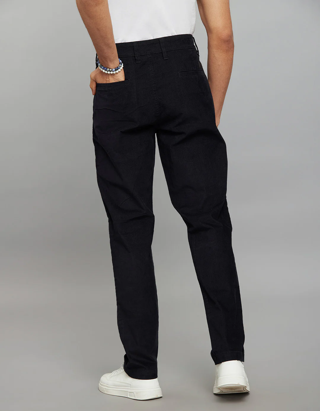 Black Regular Straight Fit Corduroy Chino - Image 5