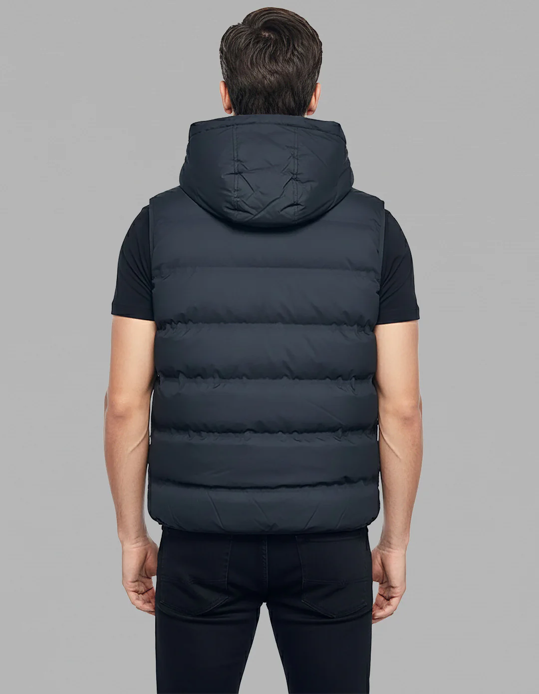 Black Sleeveless Hoodie Puffer Jacket - Image 5