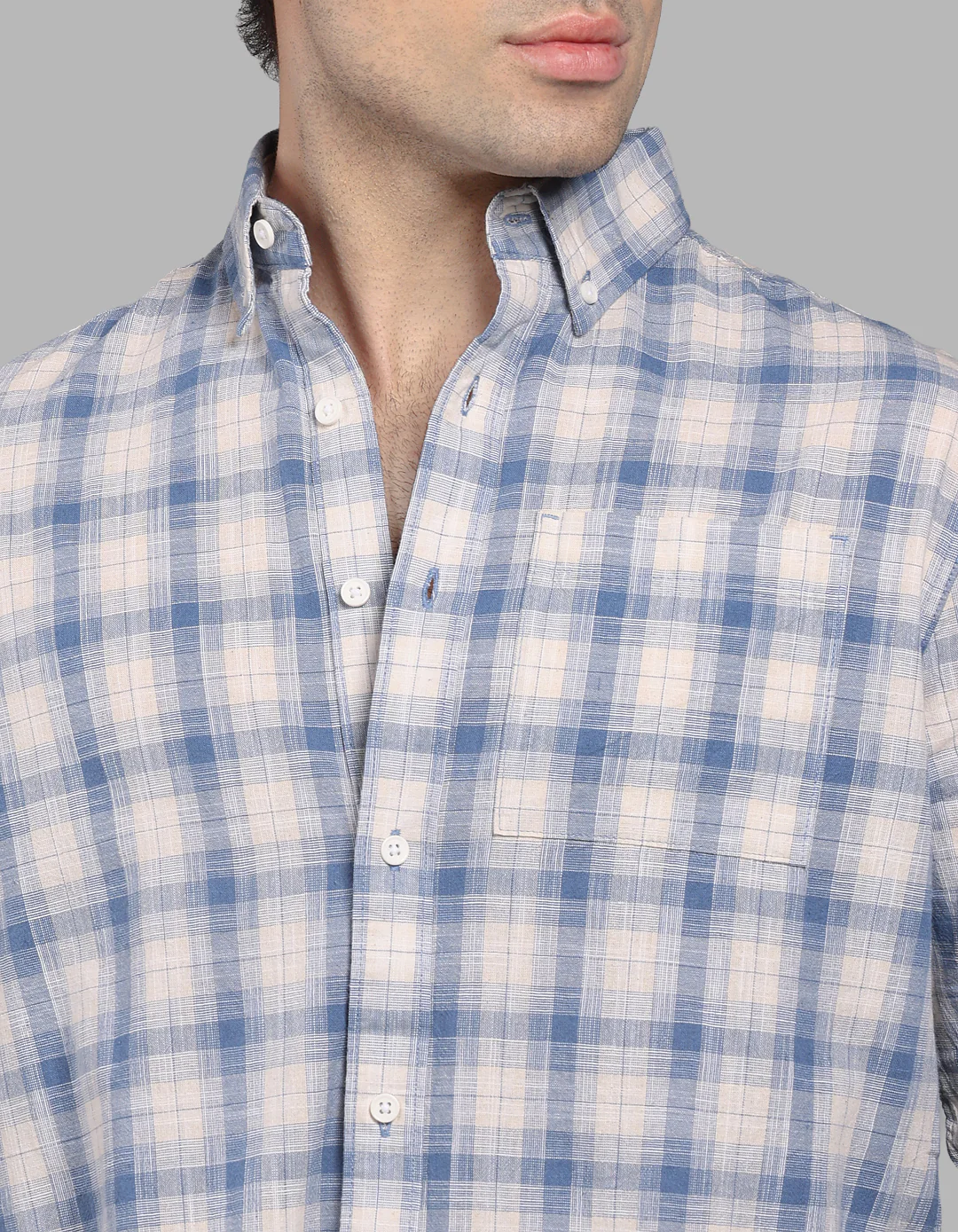 Blue Full Sleeve Check Shirt - Image 6