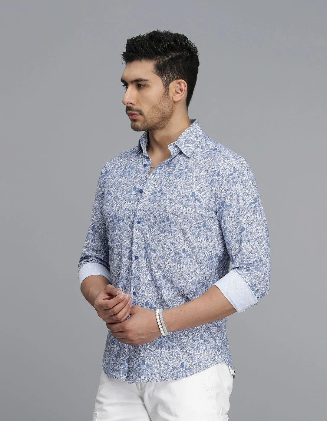 Blue Full Sleeves Printed Shirt - Image 3