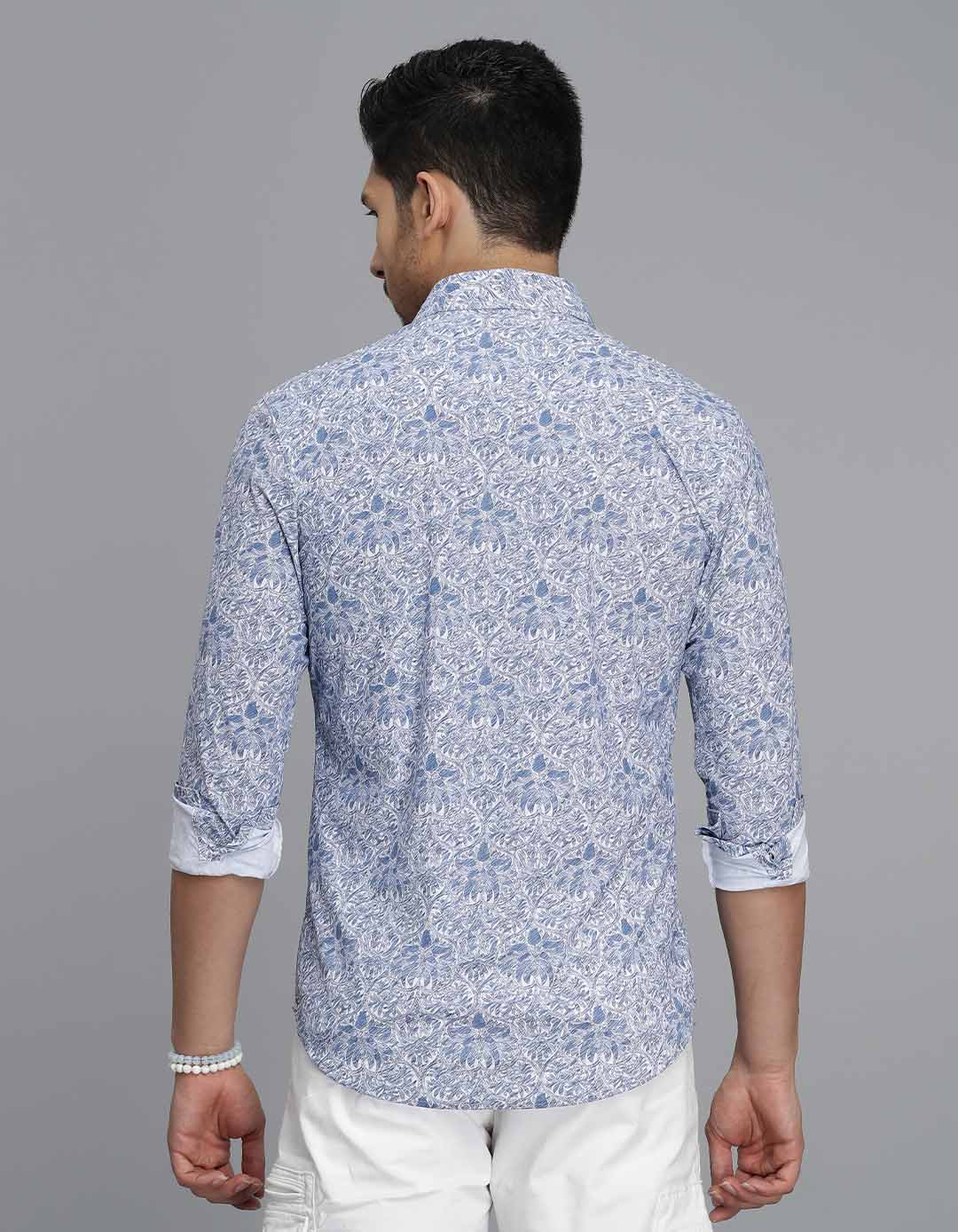 Blue Full Sleeves Printed Shirt - Image 5
