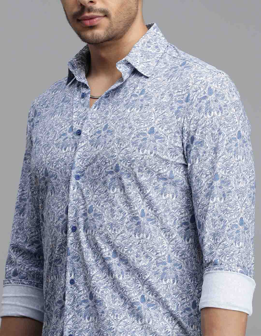 Blue Full Sleeves Printed Shirt - Image 6
