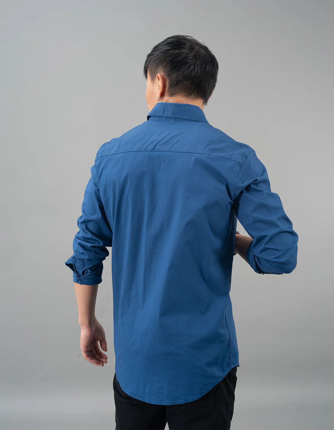 Blue Full Sleeves Solid Shirt - Image 5