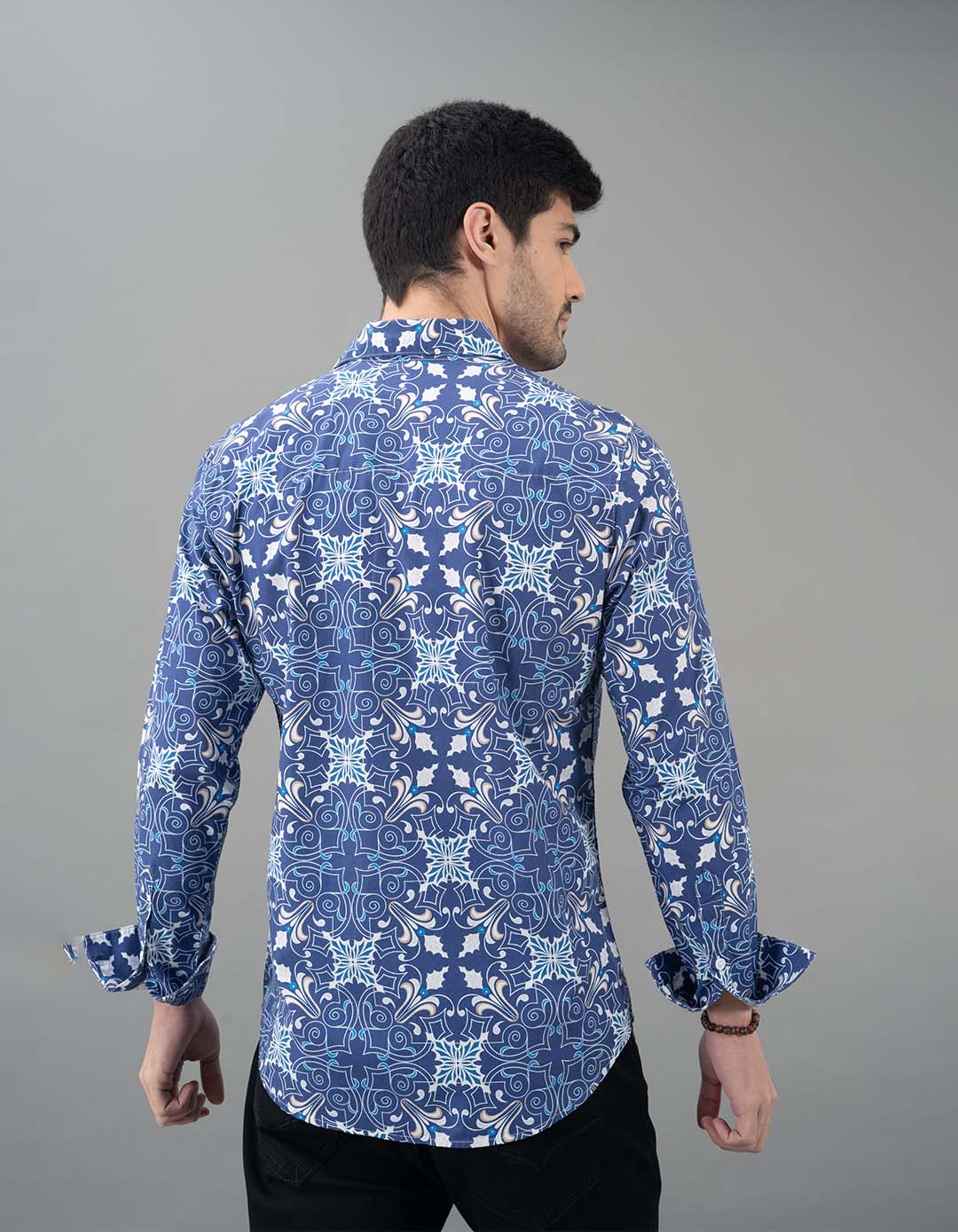 Blue Full Sleeves Printed Shirt - Image 5