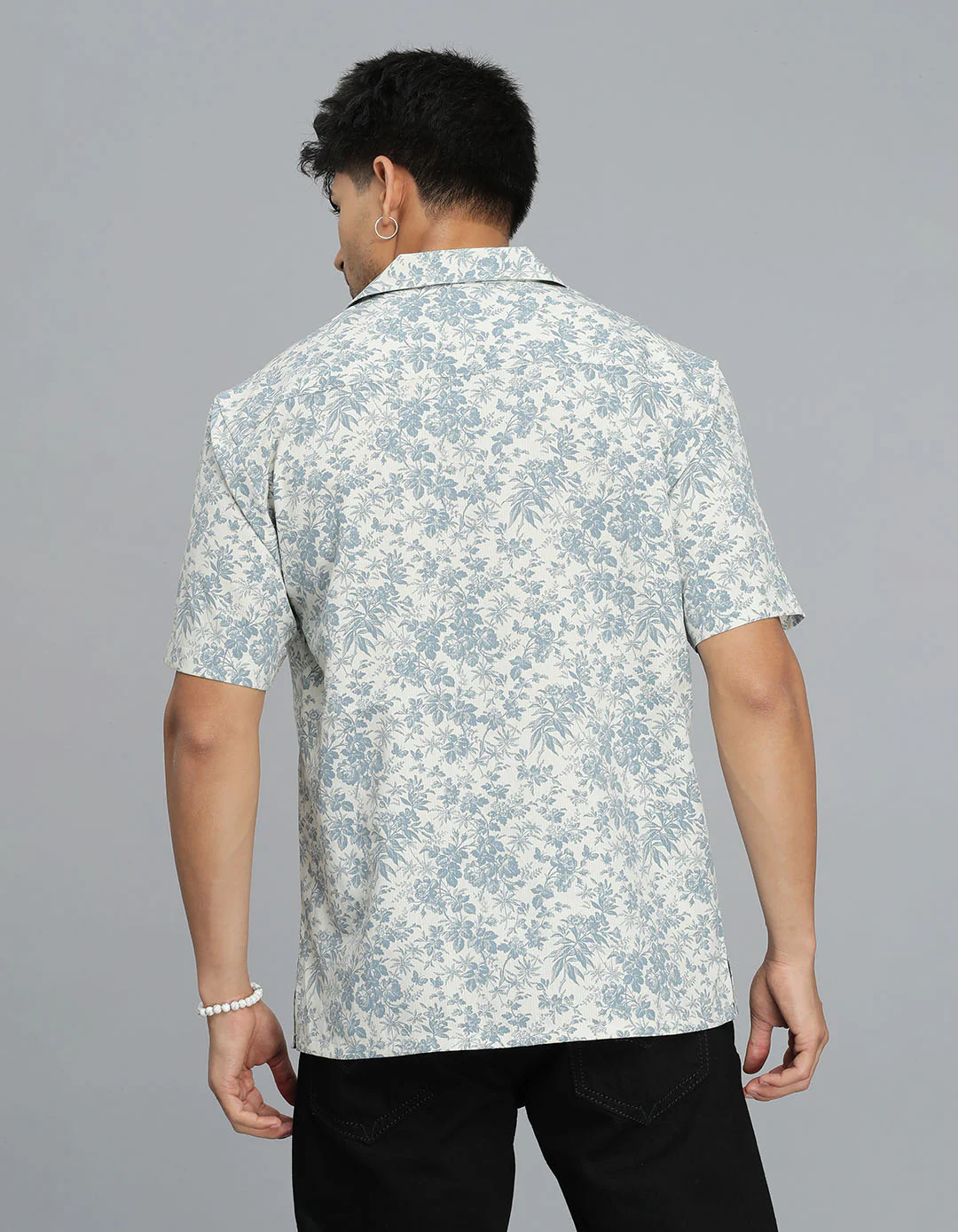 Blue Half Sleeves Printed Shirt - Image 4
