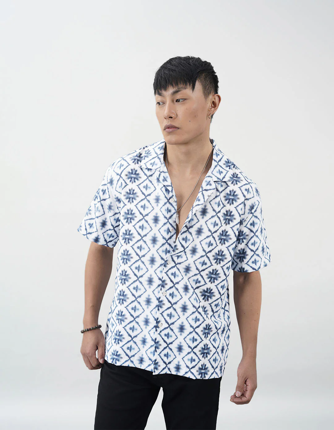 Blue Half Sleeves Printed Shirt