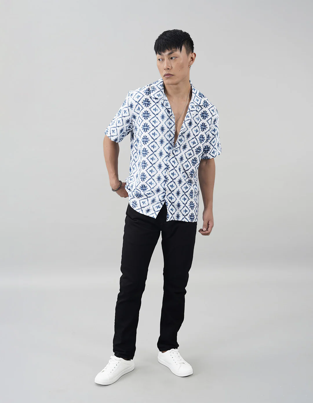 Blue Half Sleeves Printed Shirt - Image 2