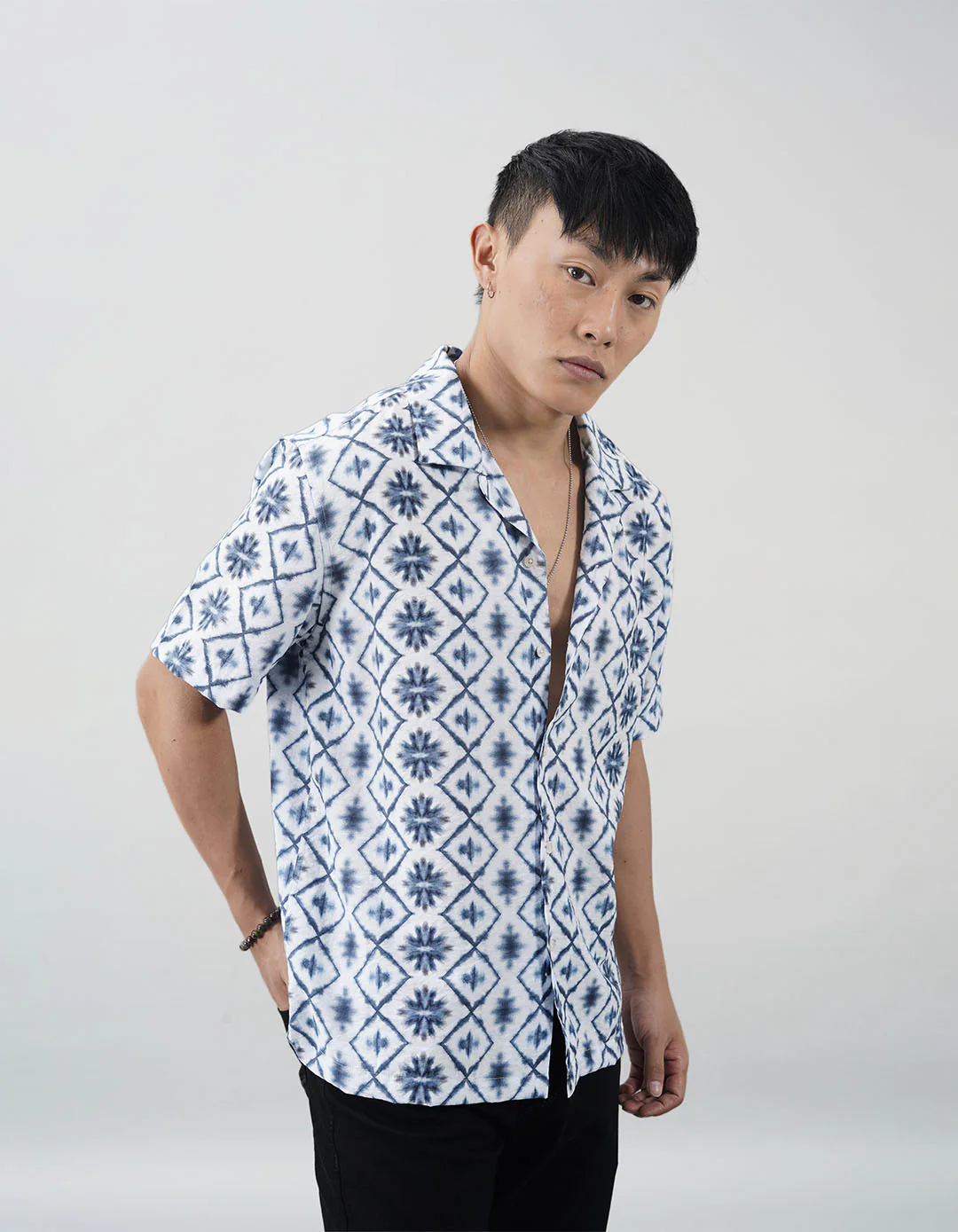 Blue Half Sleeves Printed Shirt - Image 3