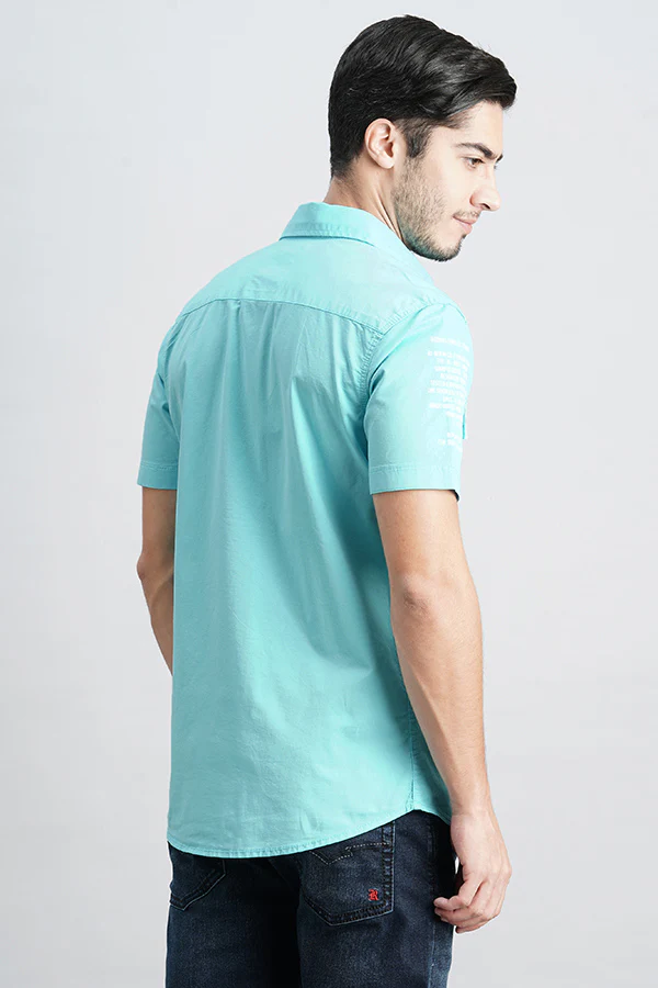 Blue Radiance Half Sleeve Solid Shirt - Image 4