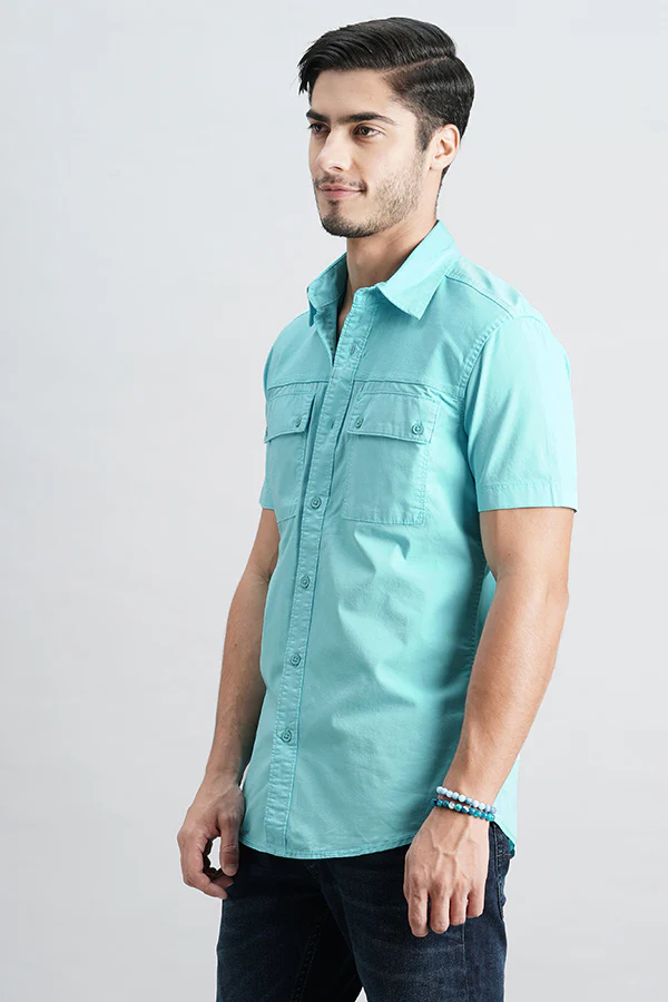 Blue Radiance Half Sleeve Solid Shirt - Image 5
