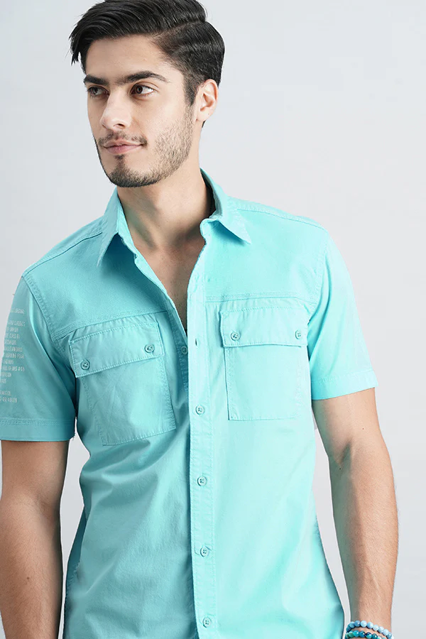 Blue Radiance Half Sleeve Solid Shirt - Image 6