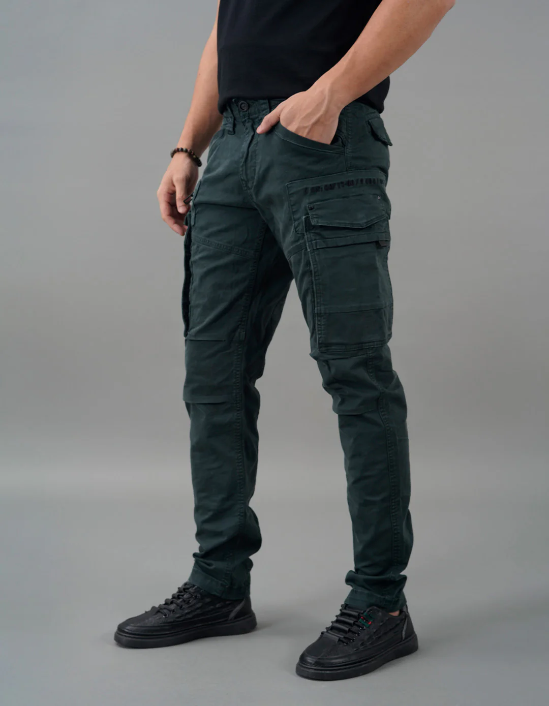 Bottle Green Regular Fit Cargo Pant - Image 4