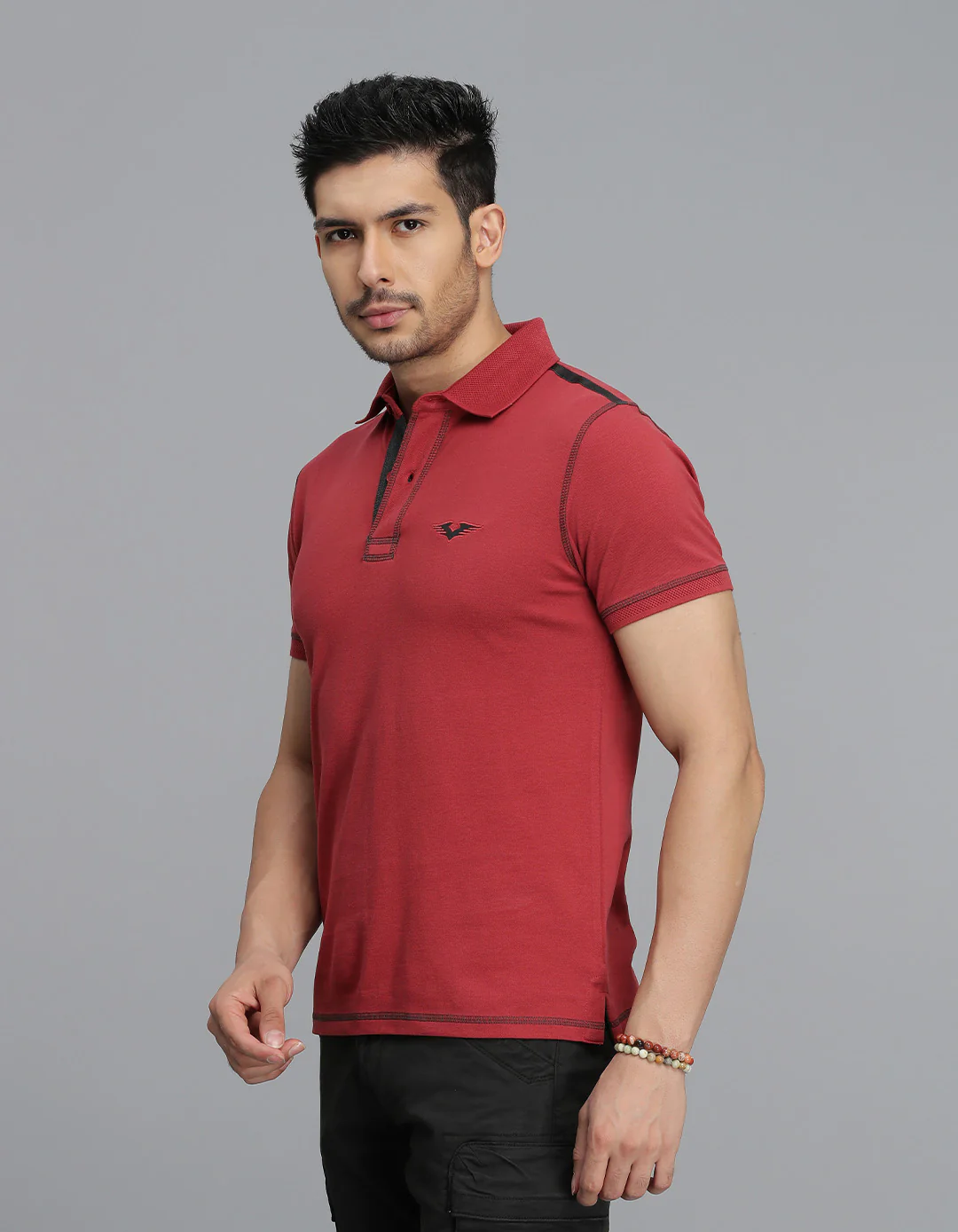 Brick Red Half Sleeves Pique Polo Tee - Image 6