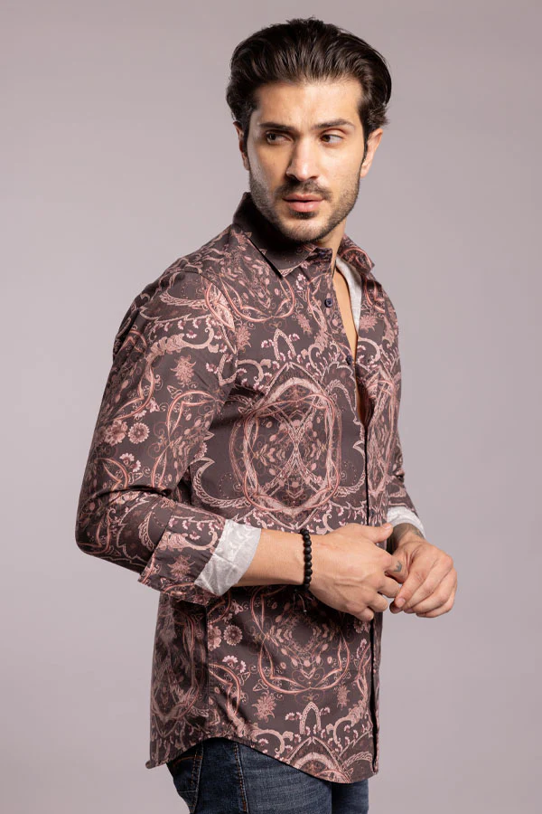 Brown Full Sleeves Printed Shirt - Image 4