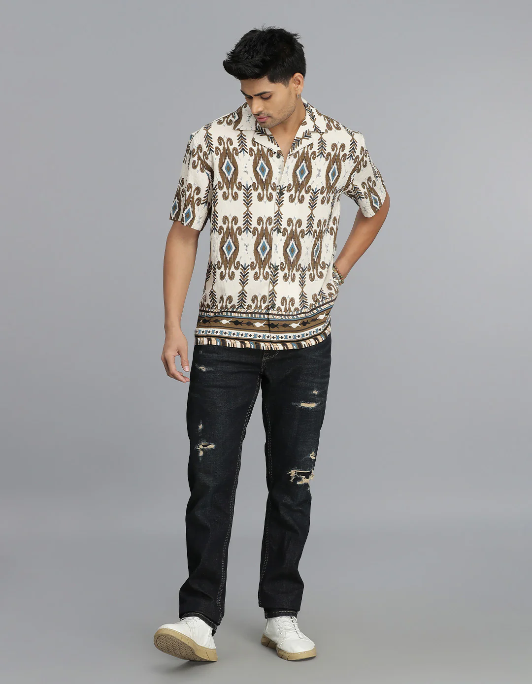 Brown Half Sleeves Printed Shirt - Image 6