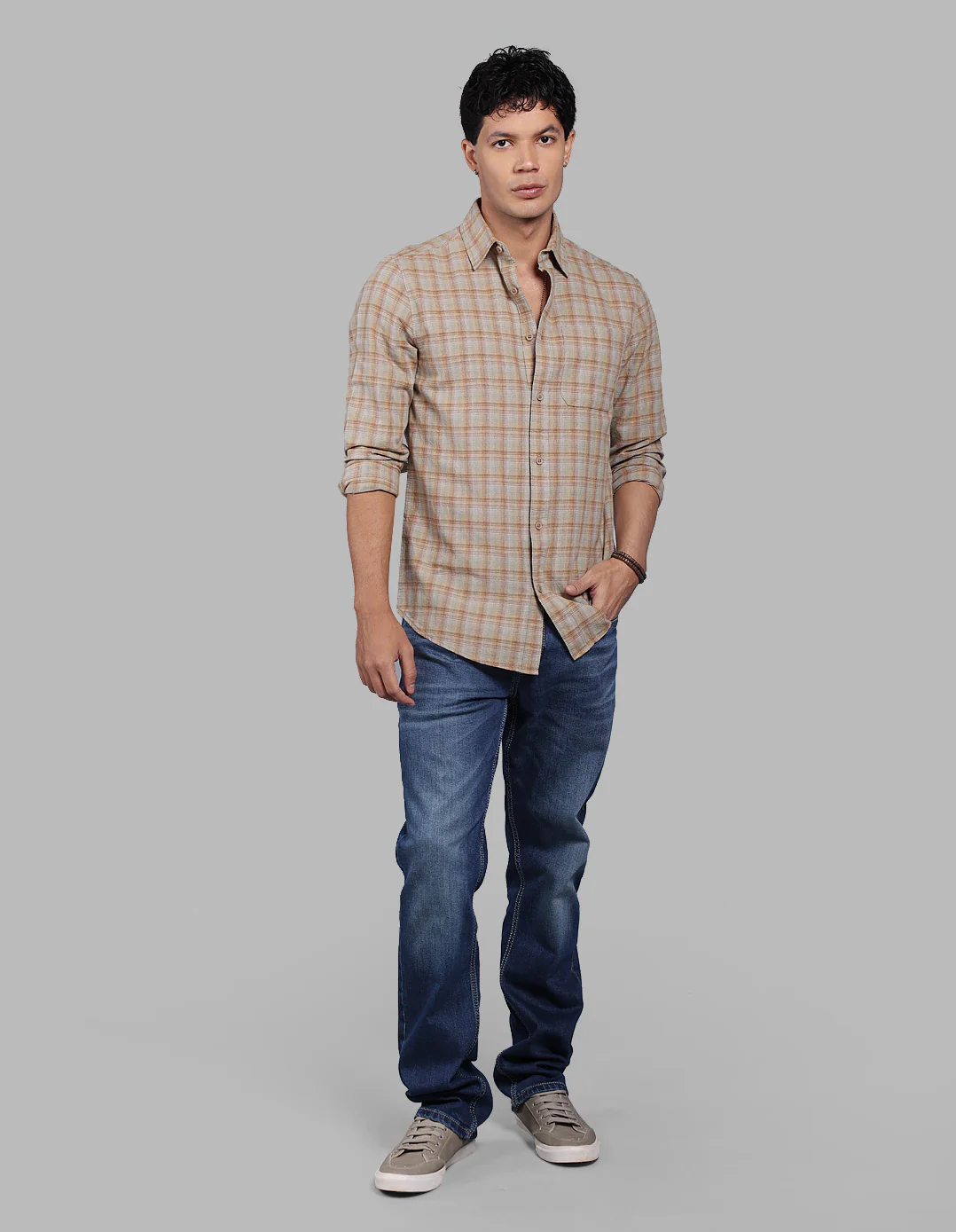 Brown Pista Full Sleeve Check Shirt - Image 2