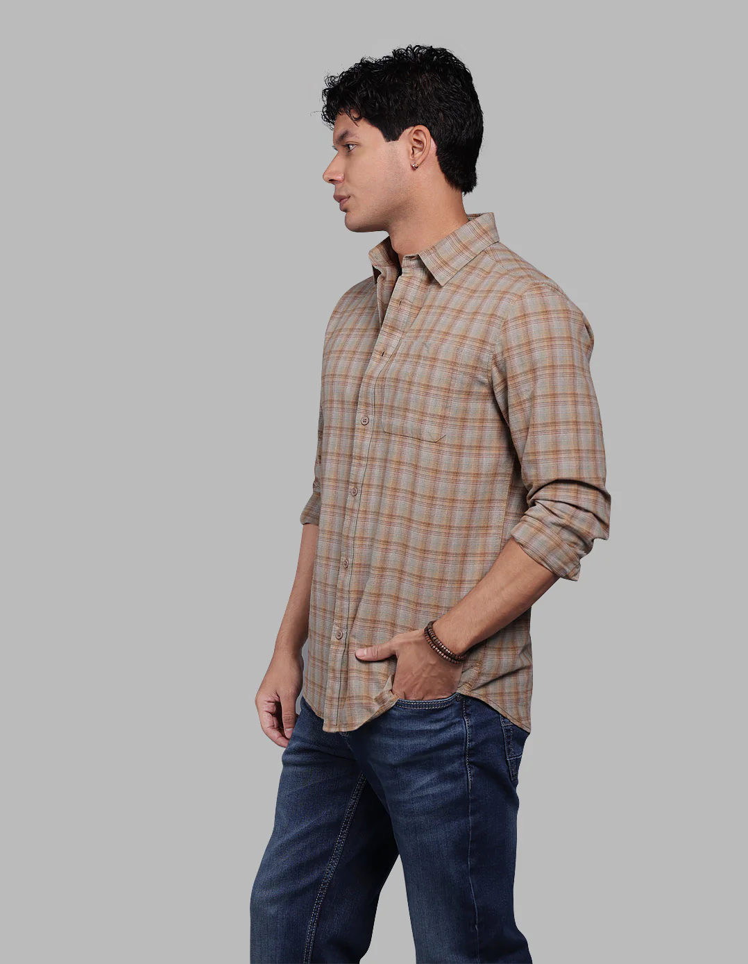Brown Pista Full Sleeve Check Shirt - Image 3