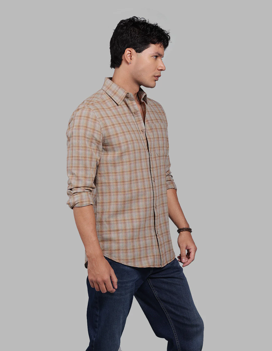 Brown Pista Full Sleeve Check Shirt - Image 4