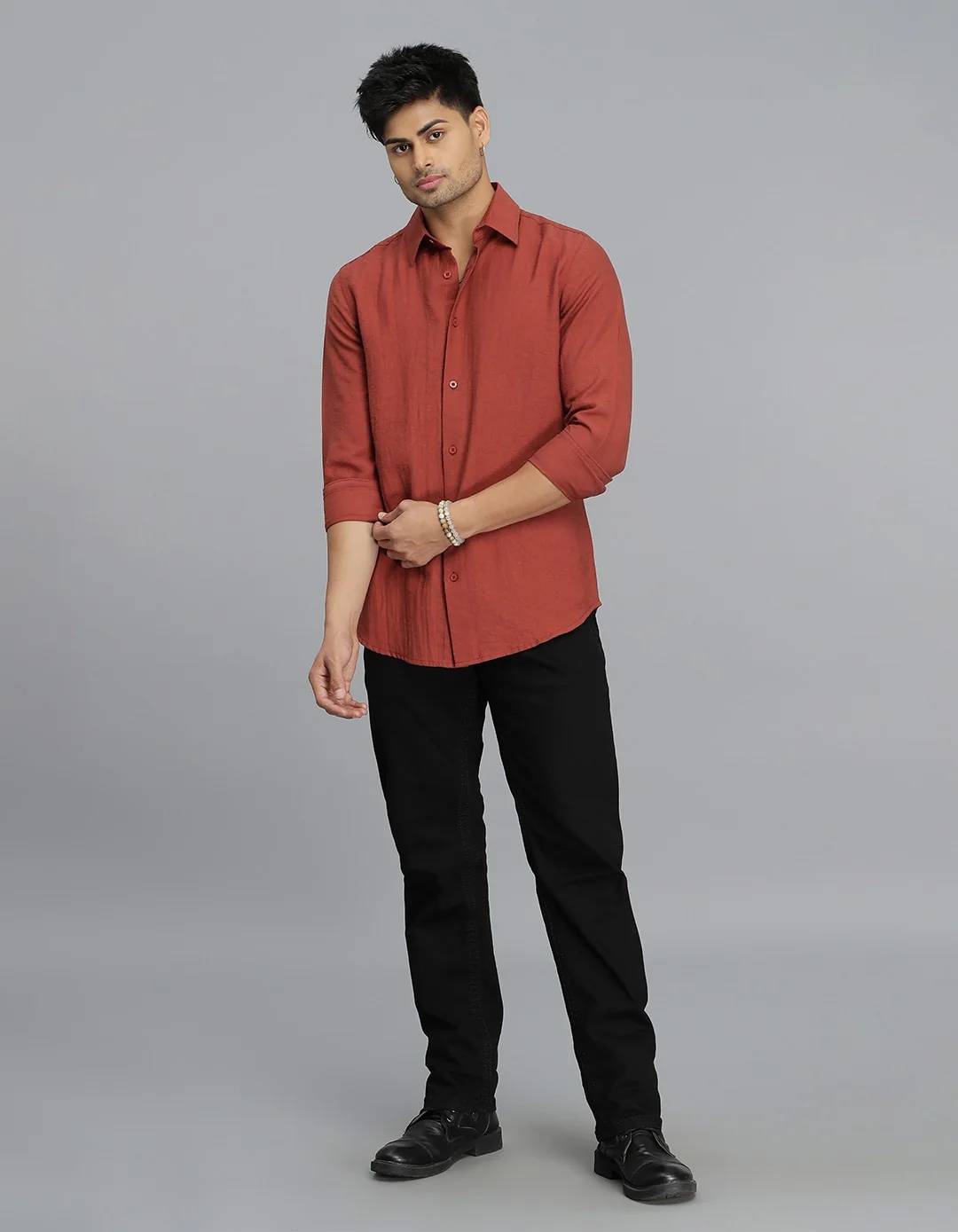 Burgundy Full Sleeves Solid Shirt - Image 2