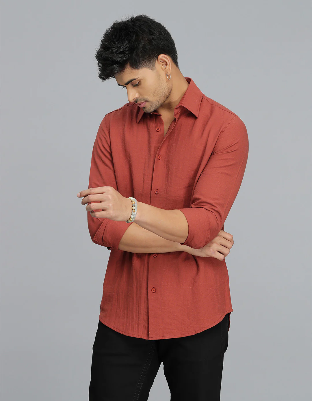 Burgundy Full Sleeves Solid Shirt - Image 3