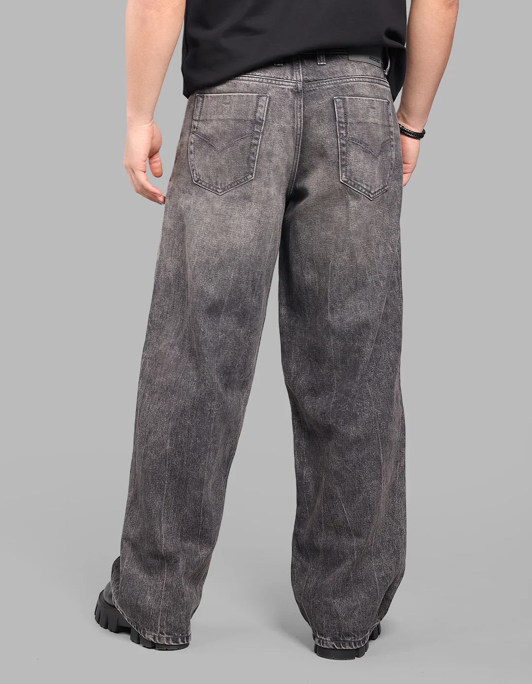 Charcoal 5 Pocket Extra Loose Fit Jeans - Image 10
