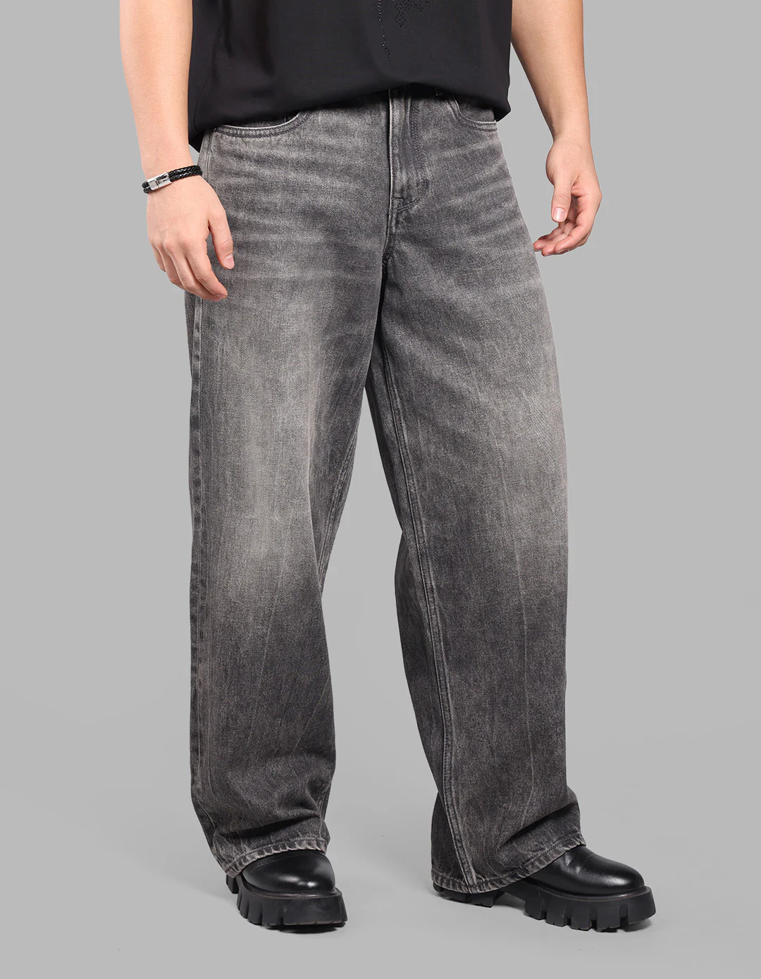 Charcoal 5 Pocket Extra Loose Fit Jeans - Image 8