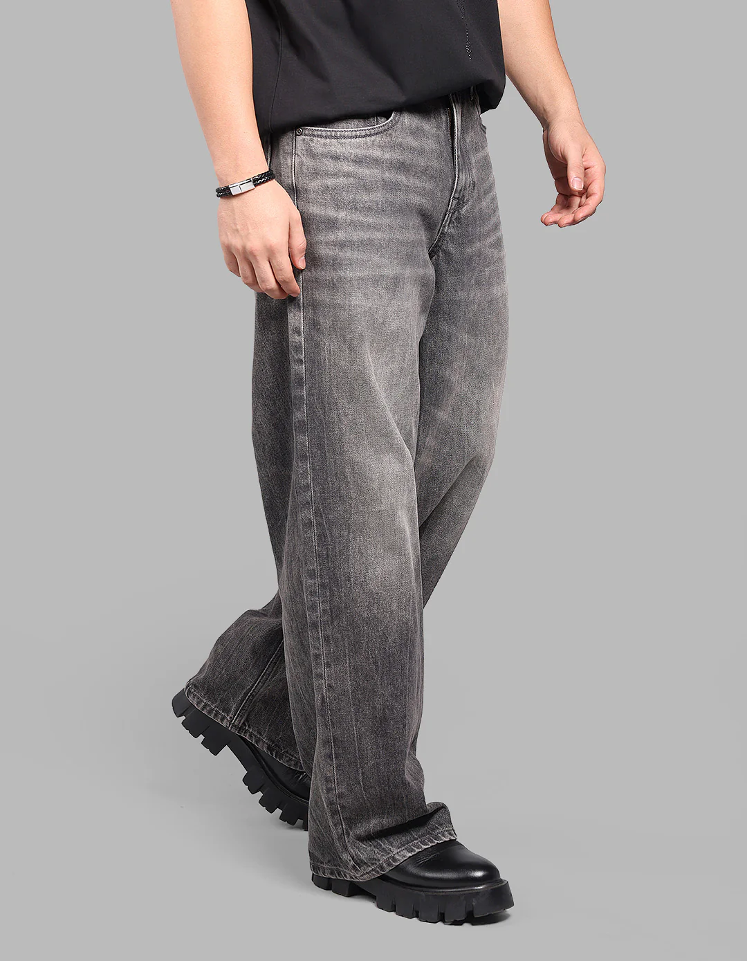 Charcoal 5 Pocket Extra Loose Fit Jeans - Image 9