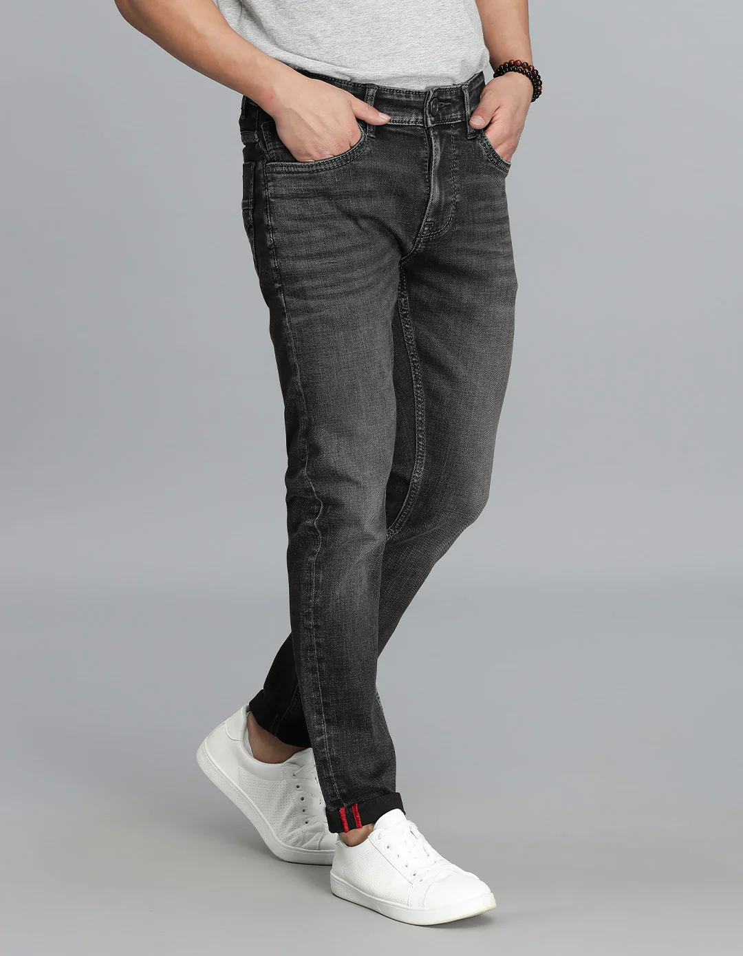 Charcoal 5 Pocket Low-Rise Ankle Length Jeans - Image 3