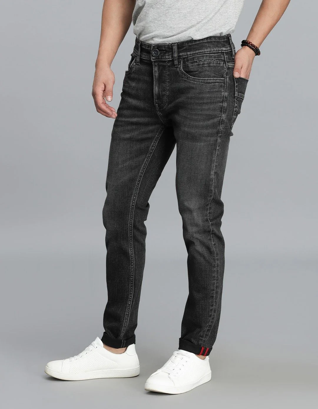 Charcoal 5 Pocket Low-Rise Ankle Length Jeans - Image 4