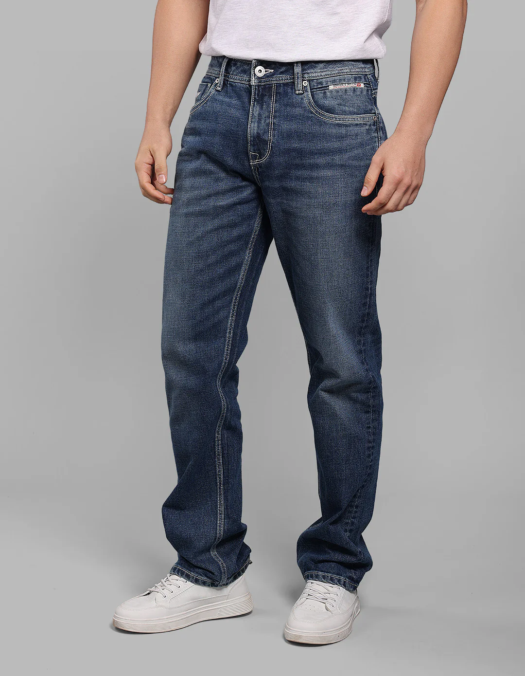 Charcoal 5 Pocket Midrise, Comfort And Straight Fit Stretch Jeans - Image 3