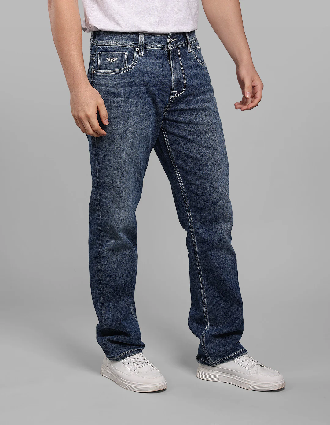Charcoal 5 Pocket Midrise, Comfort And Straight Fit Stretch Jeans - Image 4