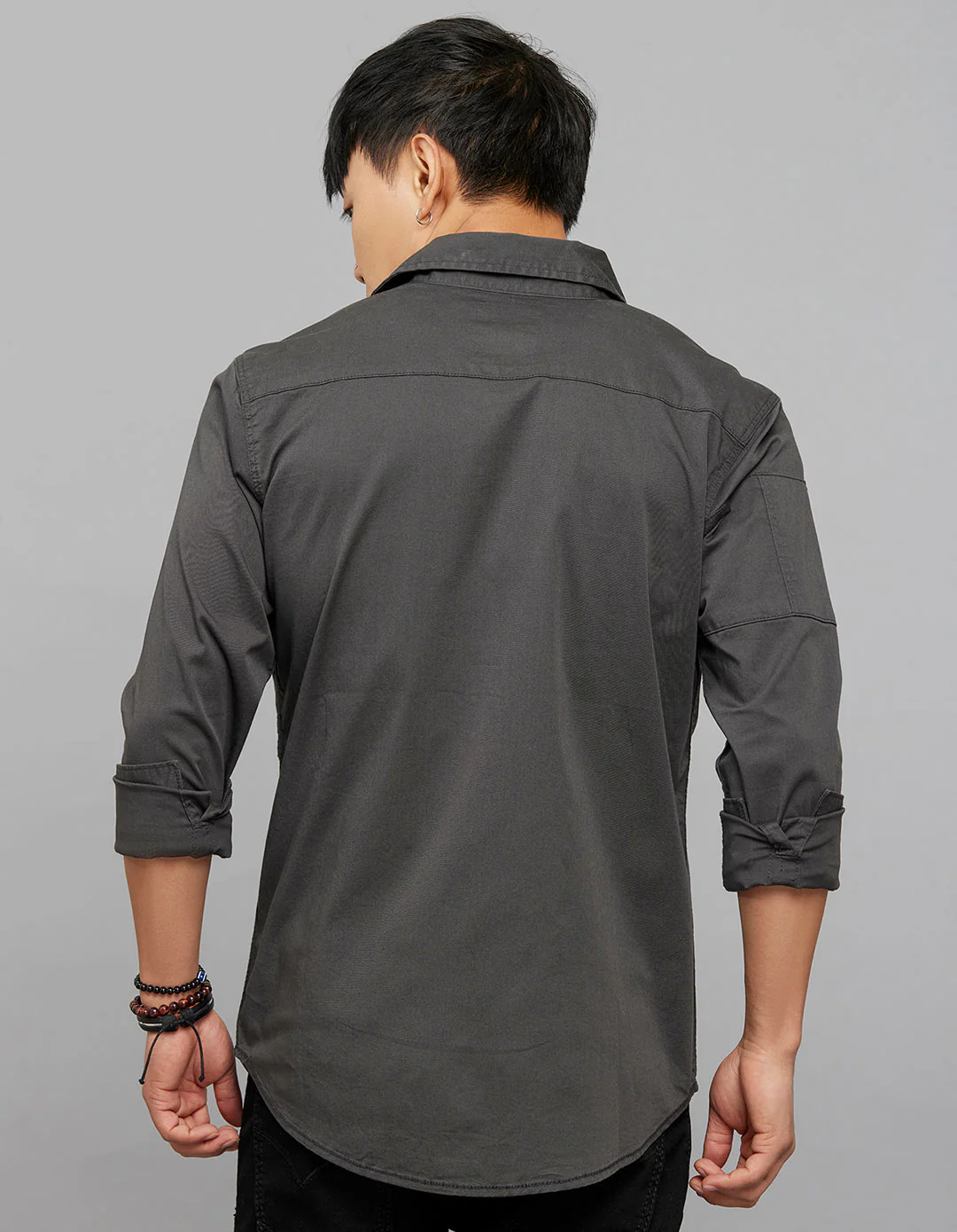 Charcoal Full Sleeves Cargo Shirt - Image 4
