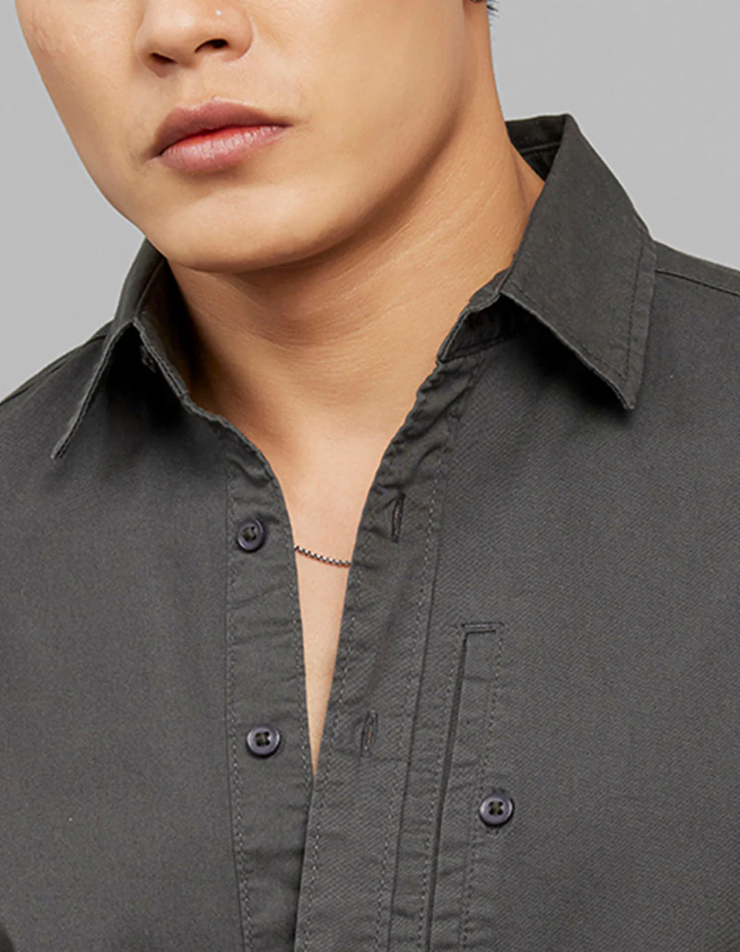 Charcoal Full Sleeves Cargo Shirt - Image 5