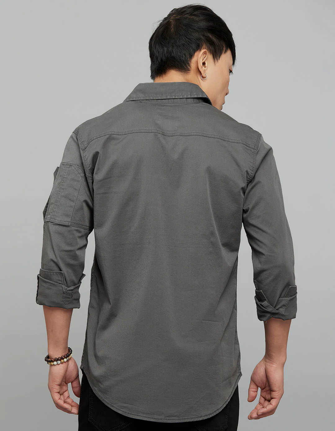 Charcoal Full Sleeves Cargo Shirt - Image 5
