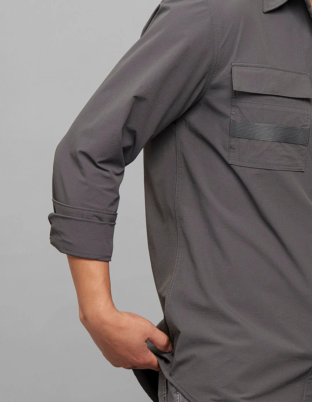 Charcoal Full Sleeves Cargo Shirt - Image 7