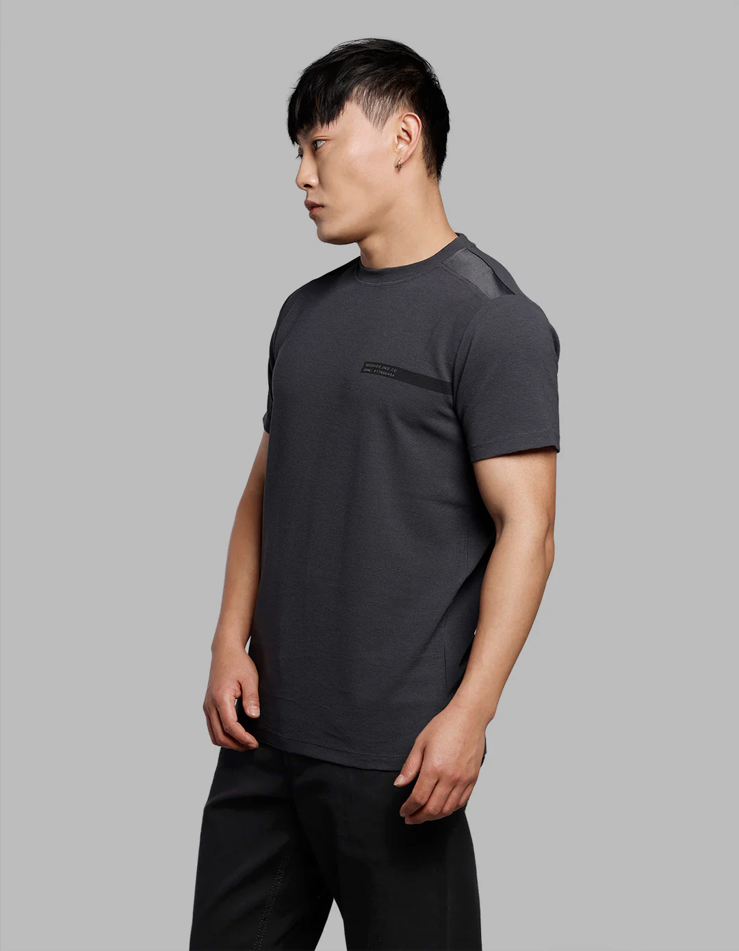 Charcoal Half Sleeves Round Neck Tee - Image 3
