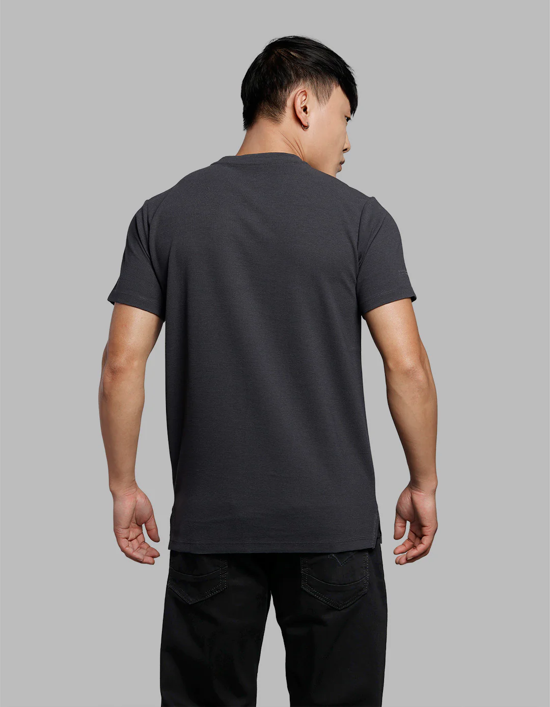 Charcoal Half Sleeves Round Neck Tee - Image 5