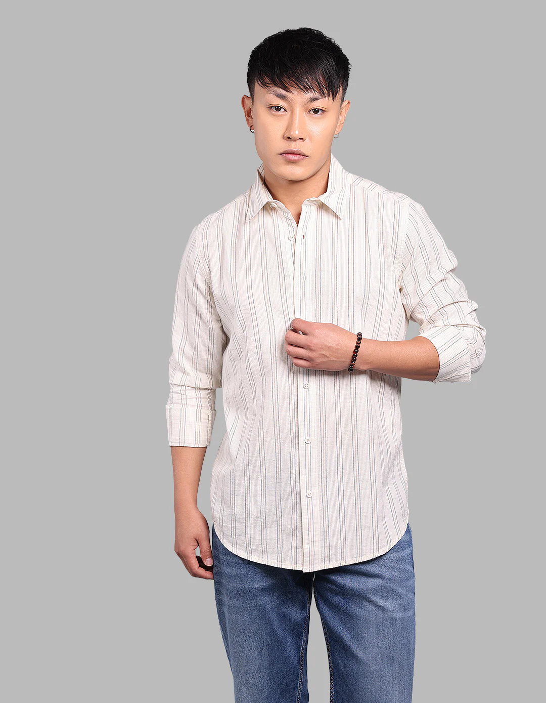 Cream Full Sleeve Stripe Shirt
