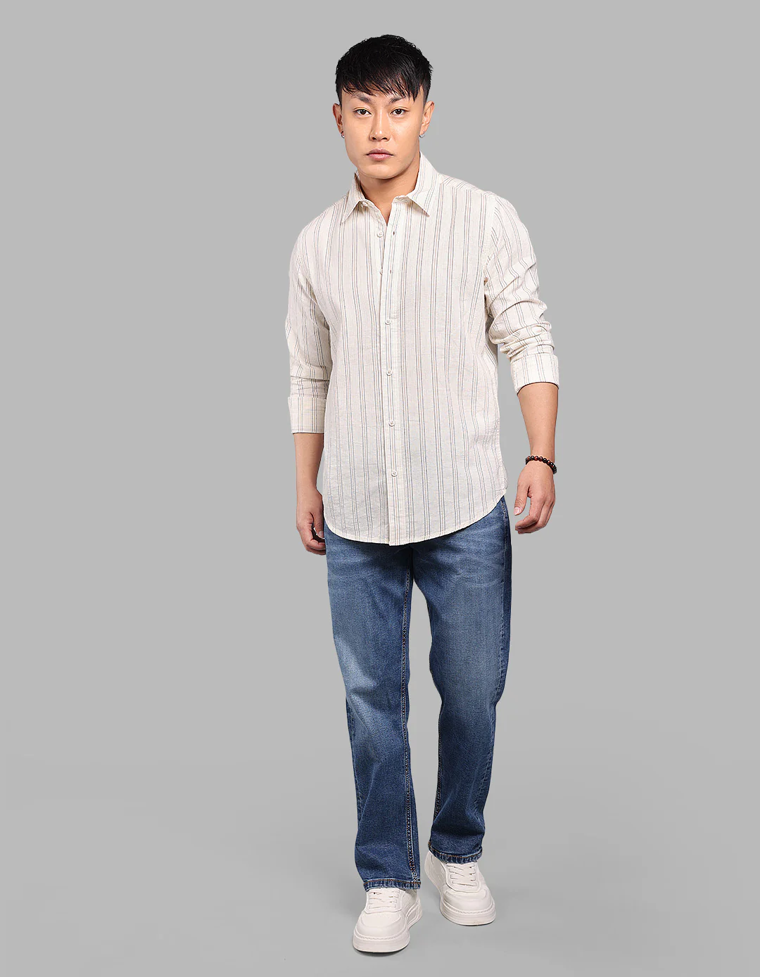 Cream Full Sleeve Stripe Shirt - Image 2