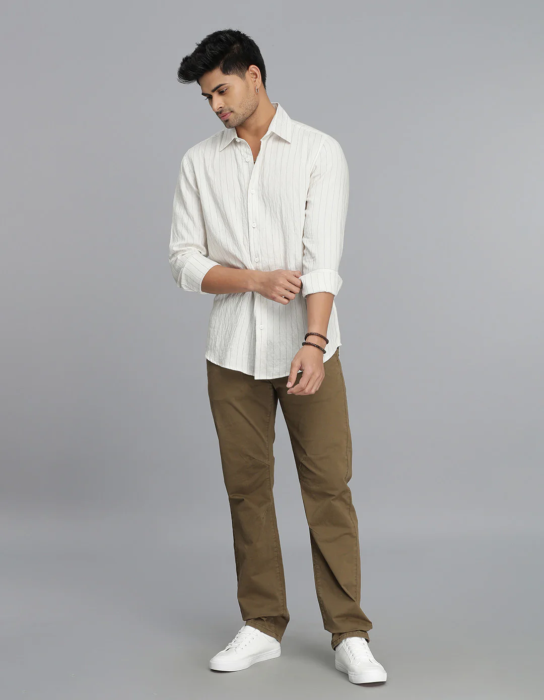 Cream Full Sleeves Stripe Shirt - Image 2
