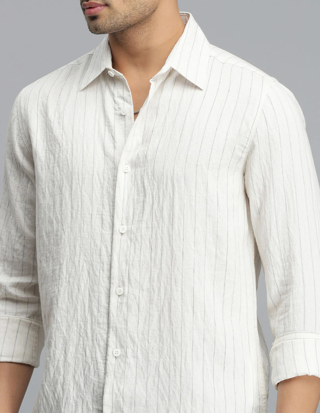 Cream Full Sleeves Stripe Shirt - Image 6