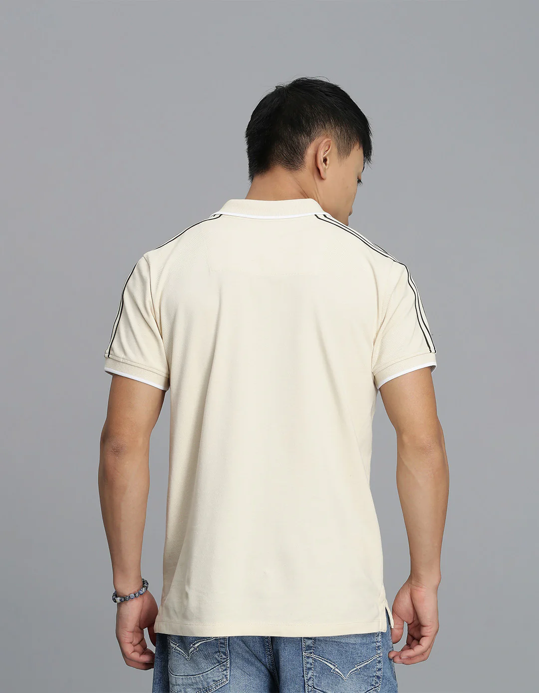 Cream Half Sleeves Pique Polo Tee - Image 5
