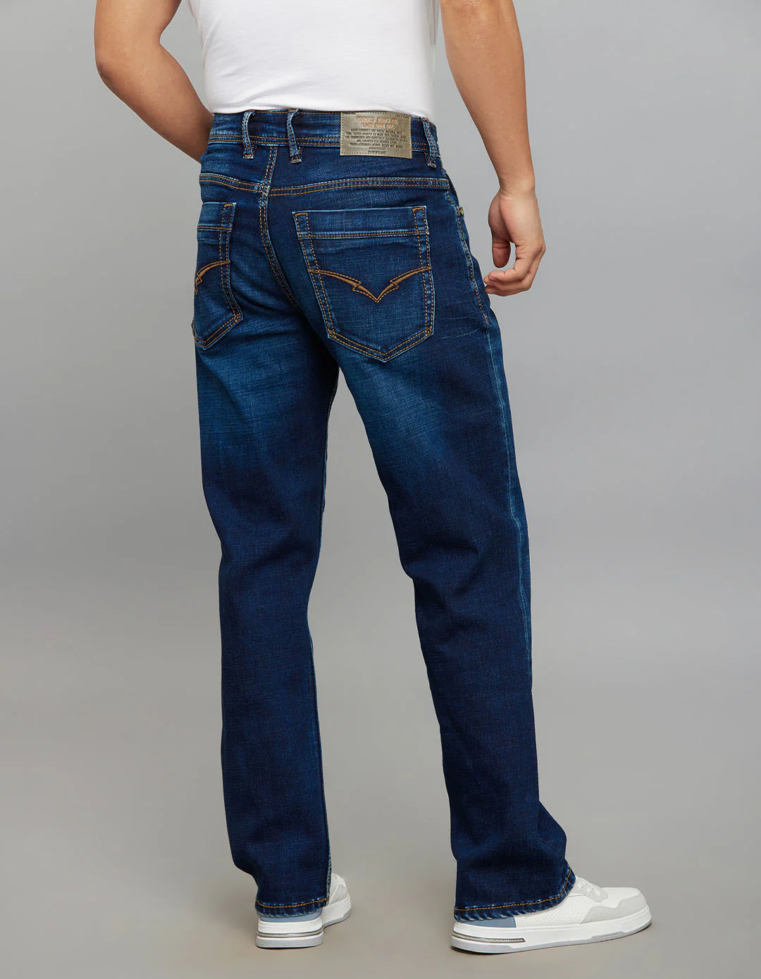 Dark Blue 5 Pocket Cropped Mid Rise, Comfort & Straight Fit Stretch Jeans - Image 5
