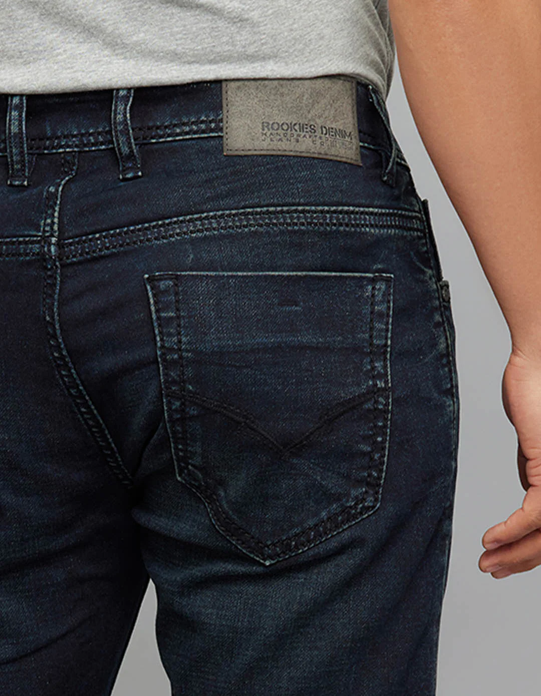 Dark Blue 5 Pocket Low-Rise Ankle Length Knit Stretch Jeans - Image 6