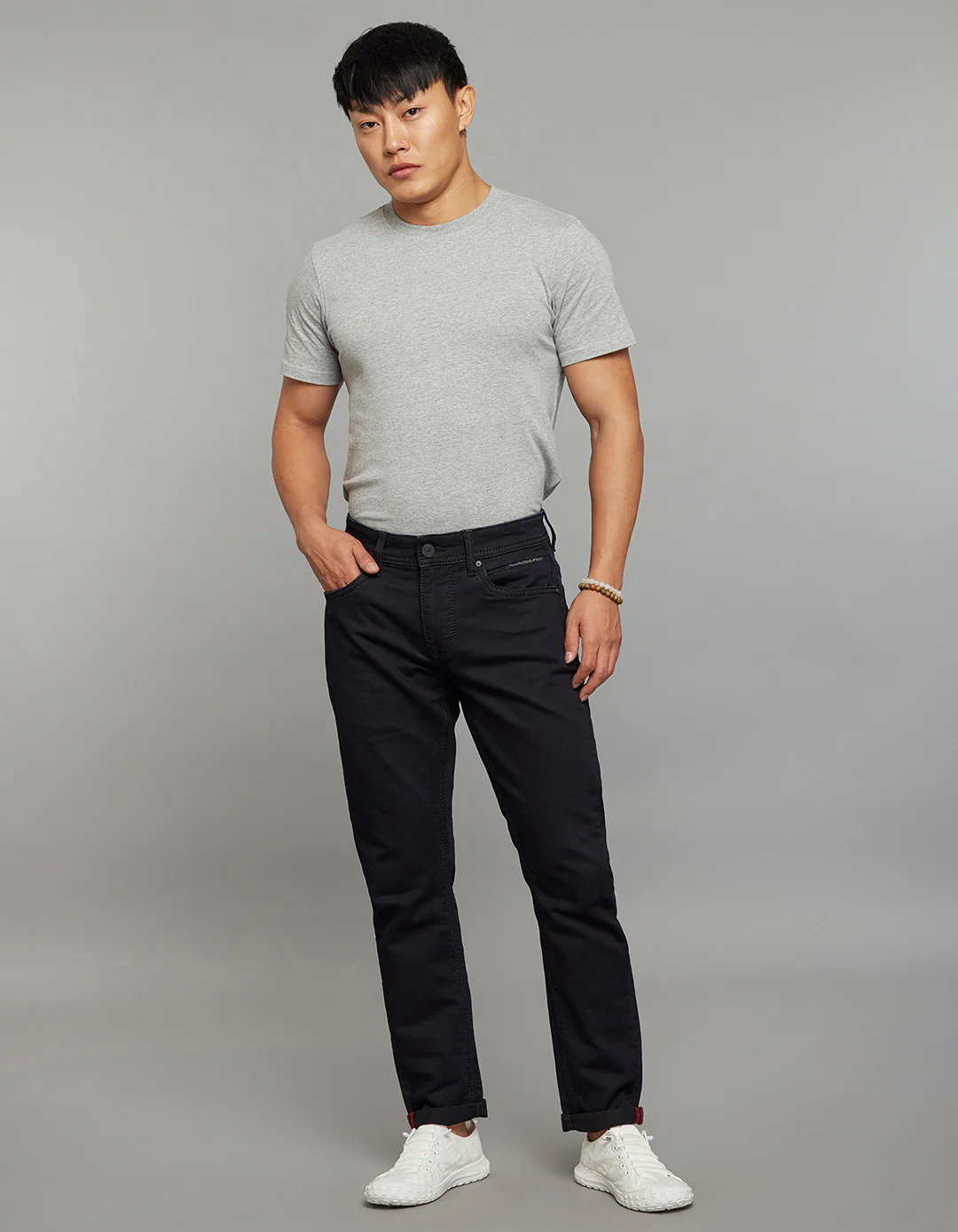 Dark Blue 5 Pocket Low-Rise Ankle Length Knit Stretch Jeans - Image 2