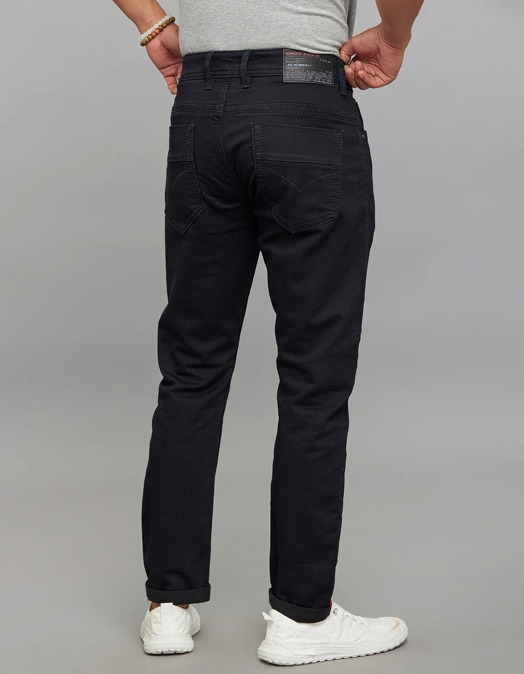 Dark Blue 5 Pocket Low-Rise Ankle Length Knit Stretch Jeans - Image 5