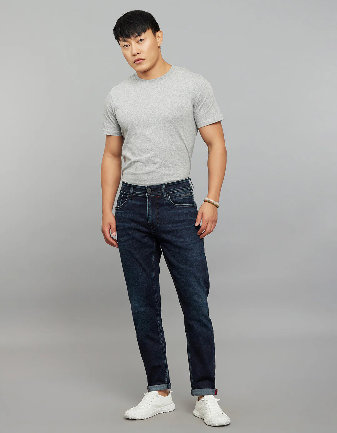 Dark Blue 5 Pocket Low-Rise Ankle Length Stretch Jeans - Image 2